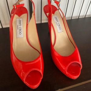 Jimmy Choo Orange Peep Toe Heels